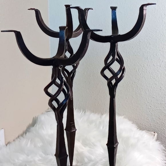 Hand Forged Antique Candle Holders - Picture 10 of 13